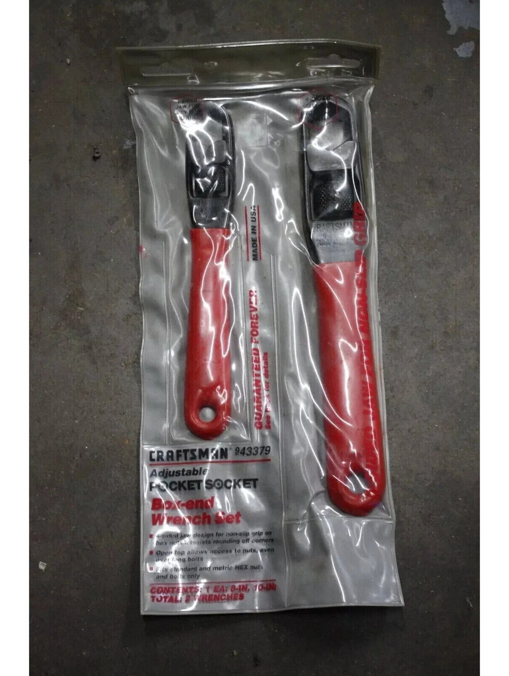 Craftsman 943379 Adjustable Pocket Box-End Wrench Set, Made in USA/Vintage NEW